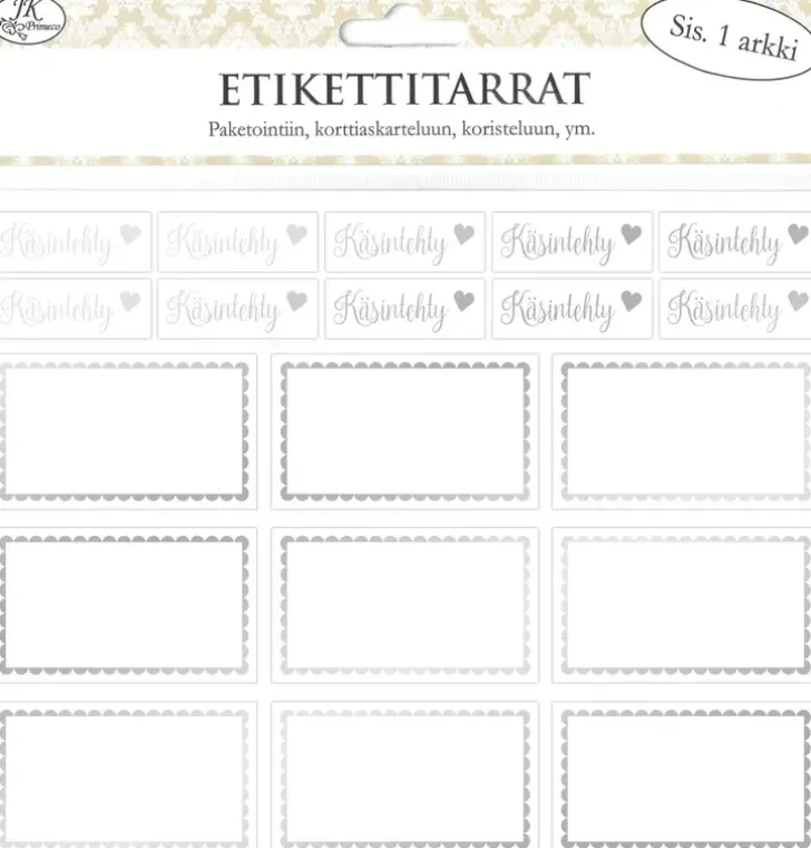 J.K. Primeco Etikettitarra Hopea 1Ark/Pkt