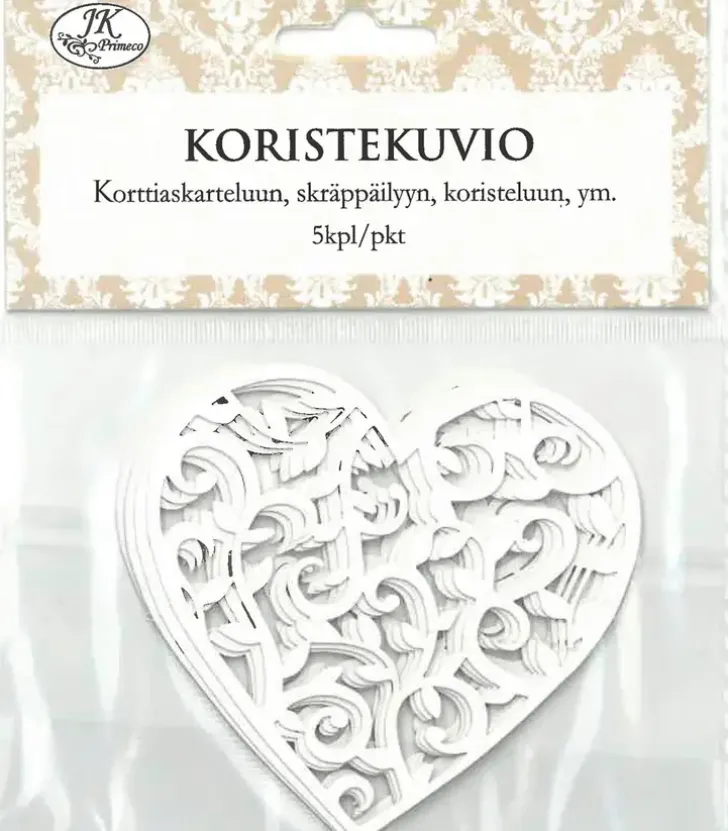 J.K. Primeco Koristekuvio Sydan Valkoinen 5Kpl/Pkt