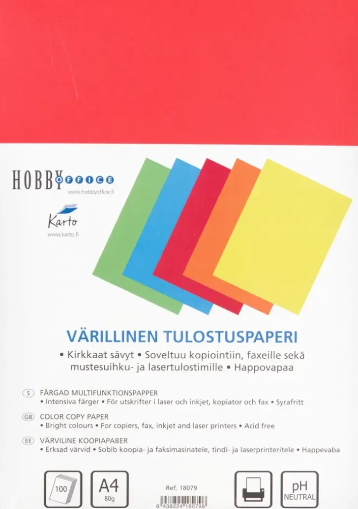 Karto Tulostuspaperi A4 100Kpl Varillinen