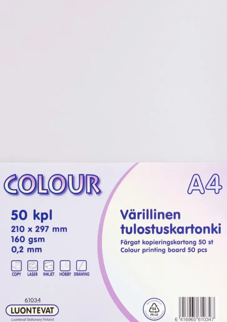 Luontevat Varillinen Tulostuskartonki A4 50Kpl