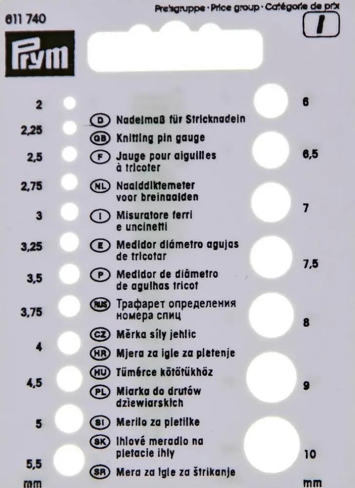 Prym Puikkomittari Neulepuikoille